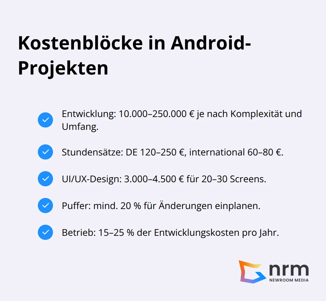Wichtige Kostenfaktoren und Budgets für Android App-Entwicklung in Deutschland - Android App Entwicklung