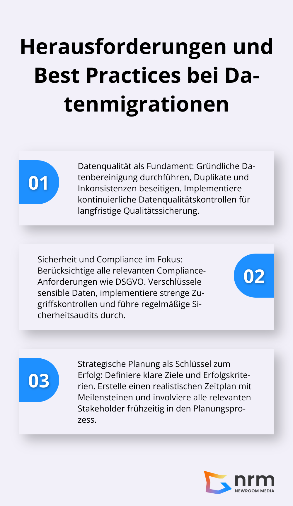 Drei wichtige Aspekte für erfolgreiche Datenmigrationen: Datenqualität, Sicherheit und Compliance, sowie strategische Planung