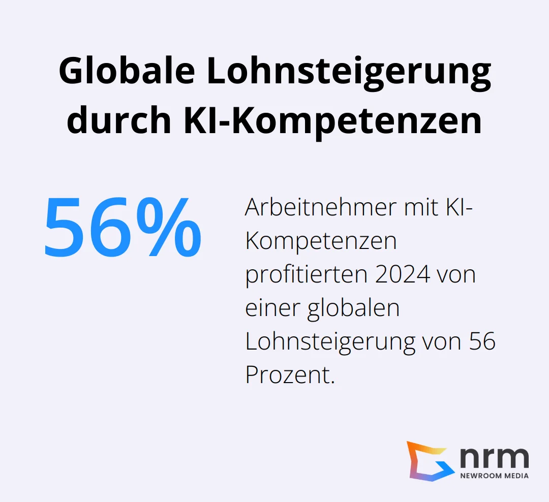 Infografik zeigt 56% Lohnsteigerung für Arbeitnehmer mit KI-Kompetenzen im Jahr 2024