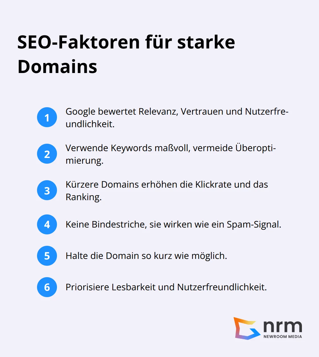 Kompakte Liste der wichtigsten SEO-Faktoren für Domains