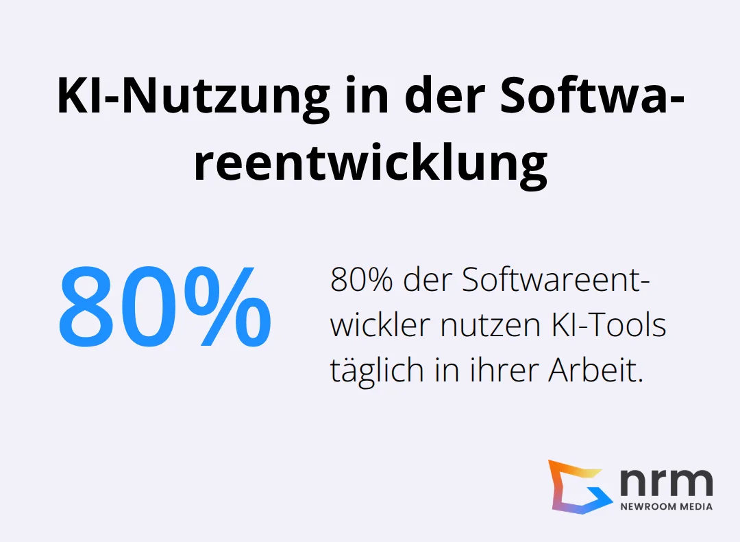 Infografik zeigt, dass 80% der Softwareentwickler KI-Tools in ihrer täglichen Arbeit nutzen - ki in der softwareentwicklung