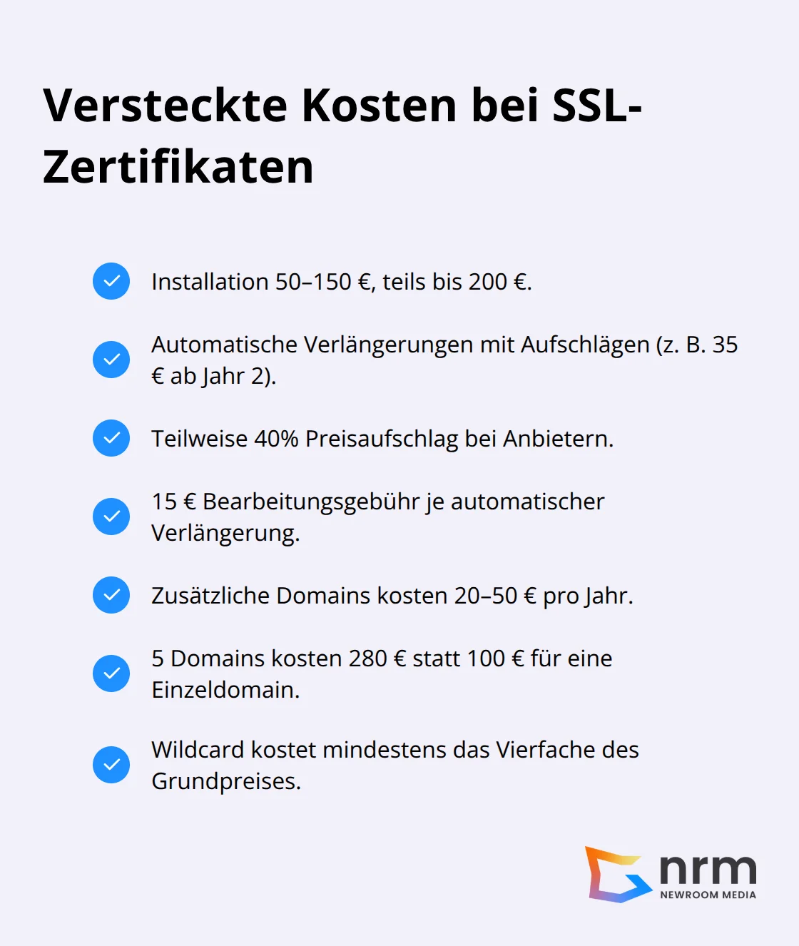 Häufige Zusatzkosten im Überblick - ssl zertifikat kosten