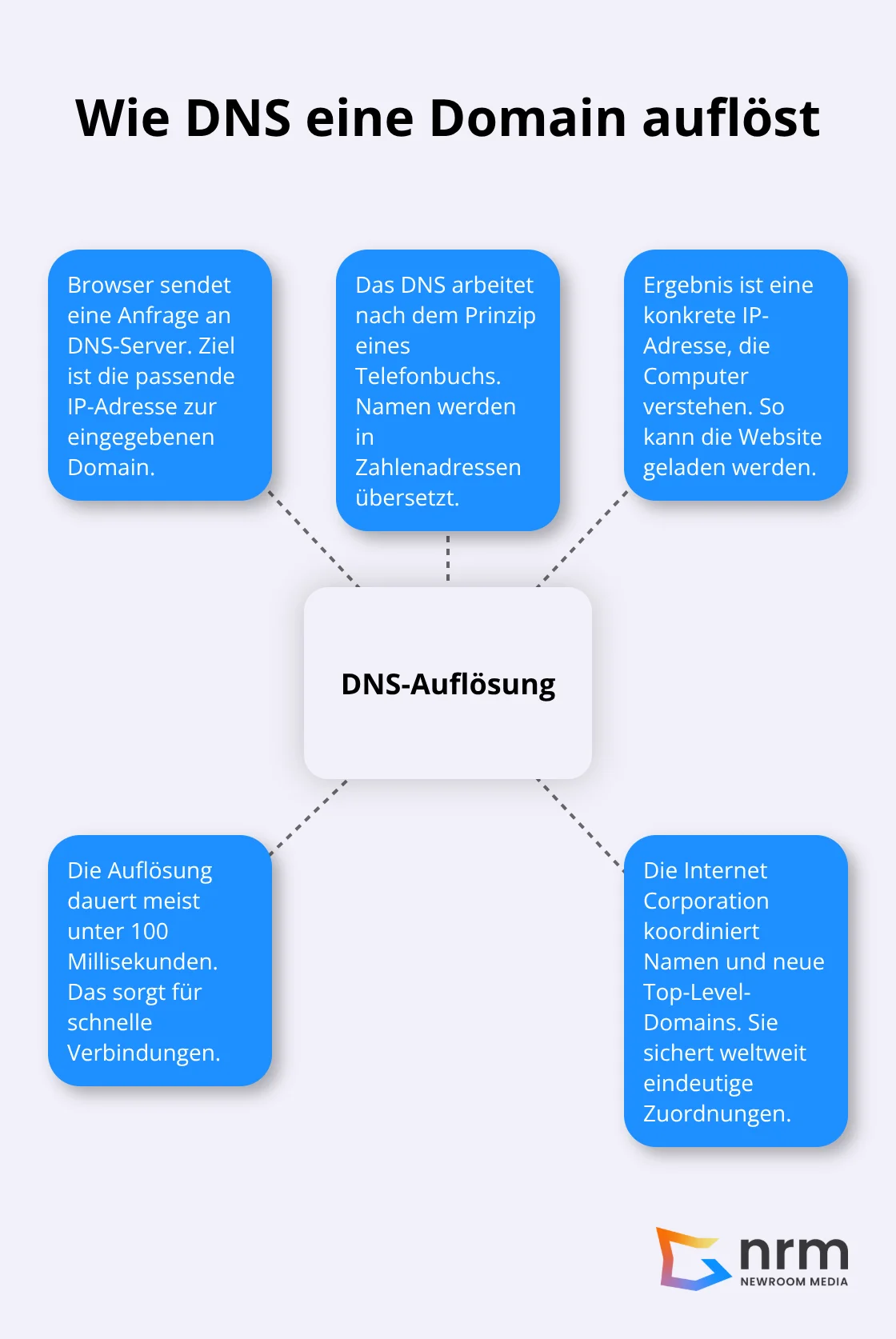 Visualisierung der DNS-Auflösung von der Browser-Anfrage bis zur IP-Rückgabe